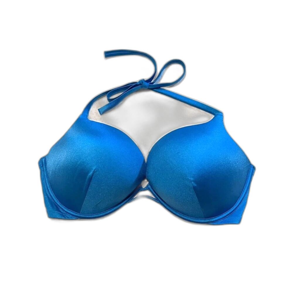 SWIM-Victoria's Secret Push Up Halter Underwire Women's Bikini Top Blue 38D (L)